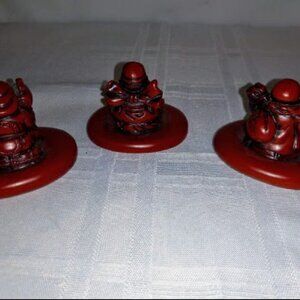 2" Red Resin Chinese Gods Fuk Luk Sau Figurines Wise Men Feng Shui Luck Figures